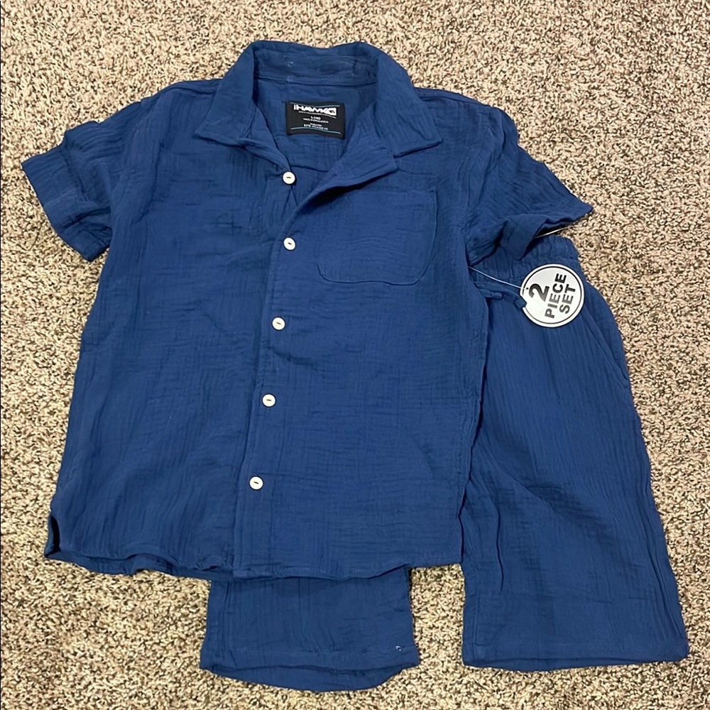 Boys linen Navy Blue Tony Hawk Sleep Shirt & Shorts Set